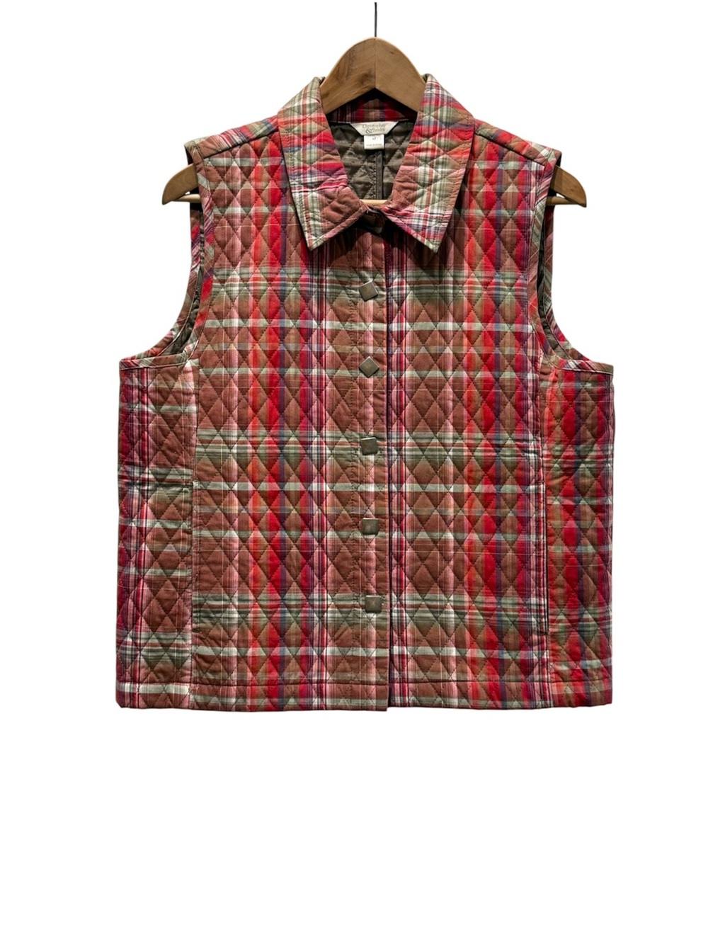 Vintage Christopher & Banks Quilted Plaid Vest Women’s M